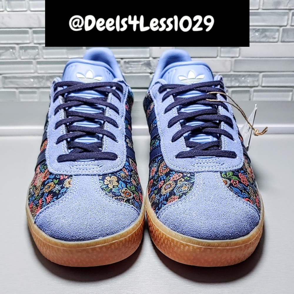Adidas Gazelle X Liberty London Floral Womens Size 8/Kids 7 Violet Gum Brown - Picture 2 of 7
